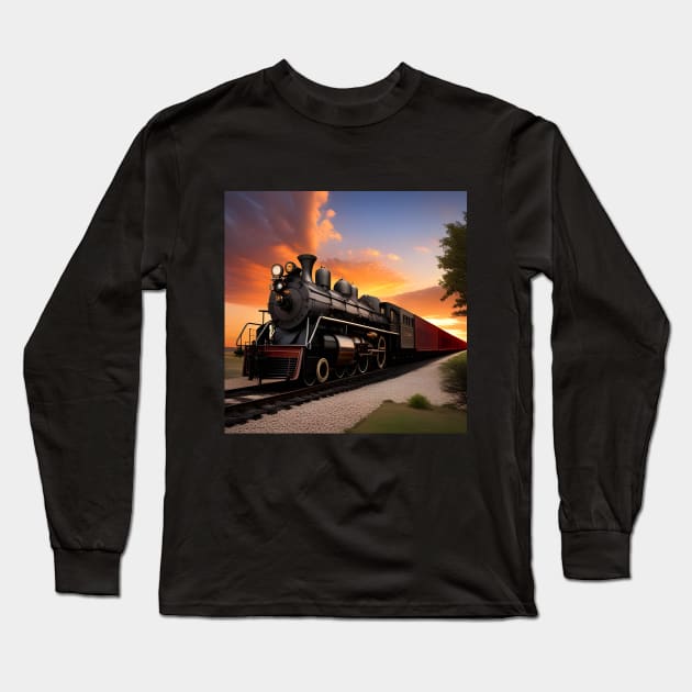 Steampunk Train Long Sleeve T-Shirt by SmartPufferFish